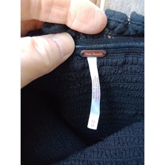 X-Small Free People Romper Daisy Floral Black Tube Top Smocked Back Strapless - Picture 7 of 7